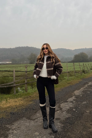 Kahverengi %100 Pamuk Bomber Ceket - 251001