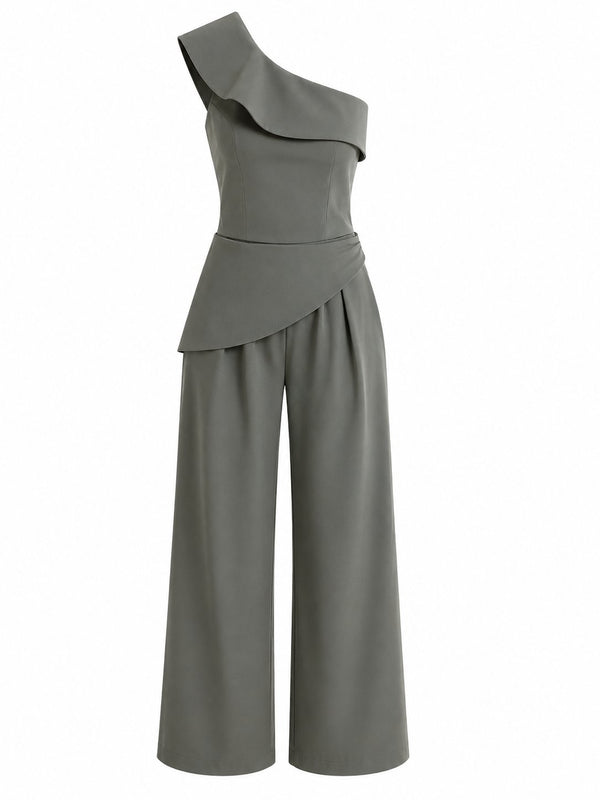 Haki Tasarım Yaka Bluz Pantolon Takım - TK8003
