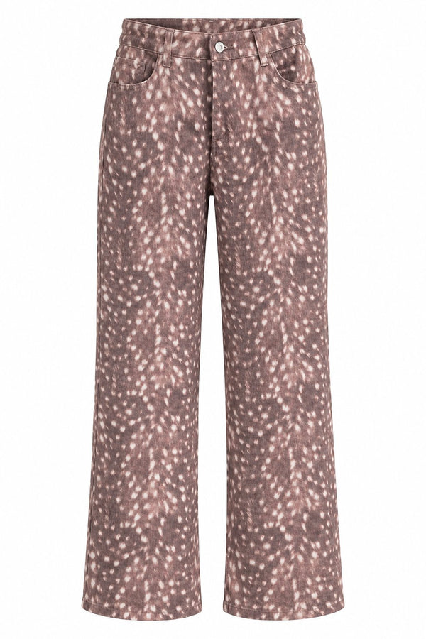 Kahverengi Bambi Desen Gabardin Pantolon - 2y1243