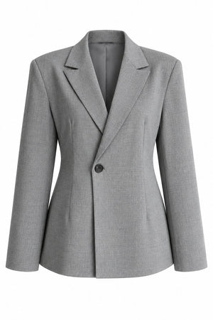 Gri Vatkalı Belden Oturtma Blazer Ceket - 251004