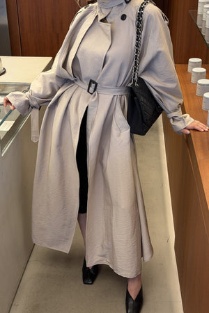 Taş Kuşaklı Premium Oversize Trençkot - 8646
