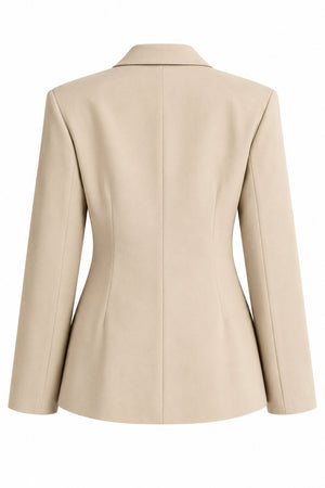 Bej Vatkalı Belden Oturtma Blazer Ceket - 251004