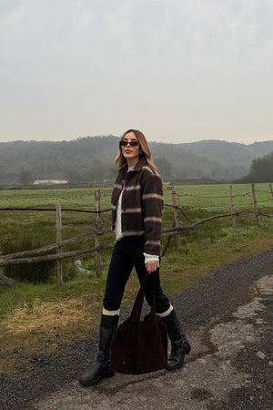 Kahverengi %100 Pamuk Bomber Ceket - 251001