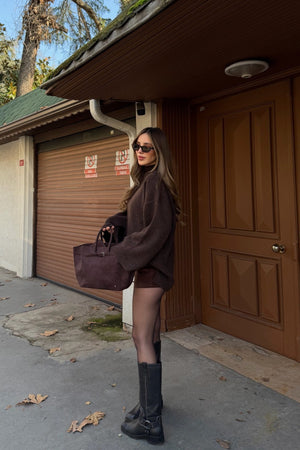 Kahverengi Fitilli Oversize Kazak - 26808