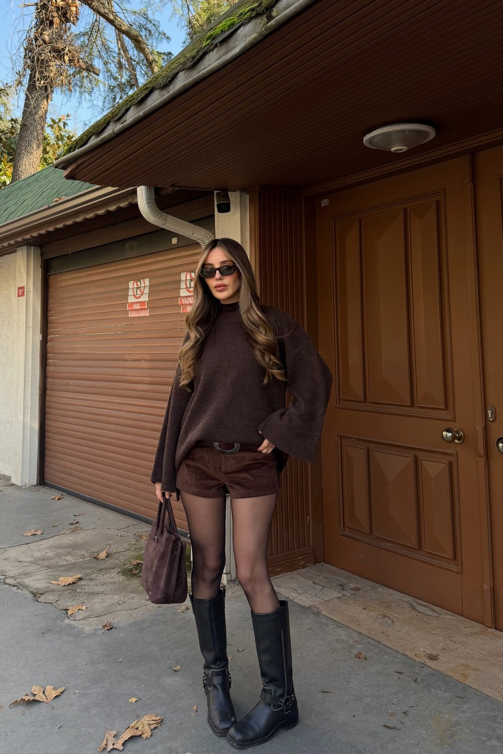 Kahverengi Fitilli Oversize Kazak - 26808