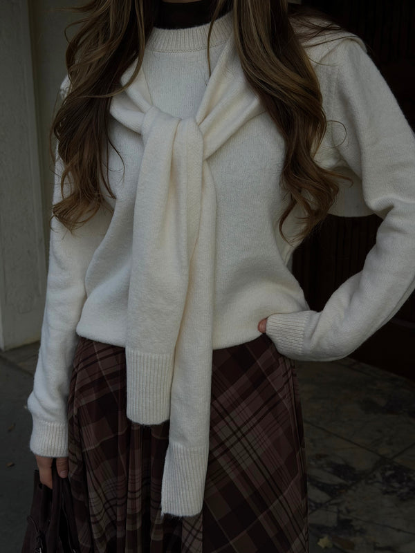 Krem Şal Detaylı Kazak - 251180