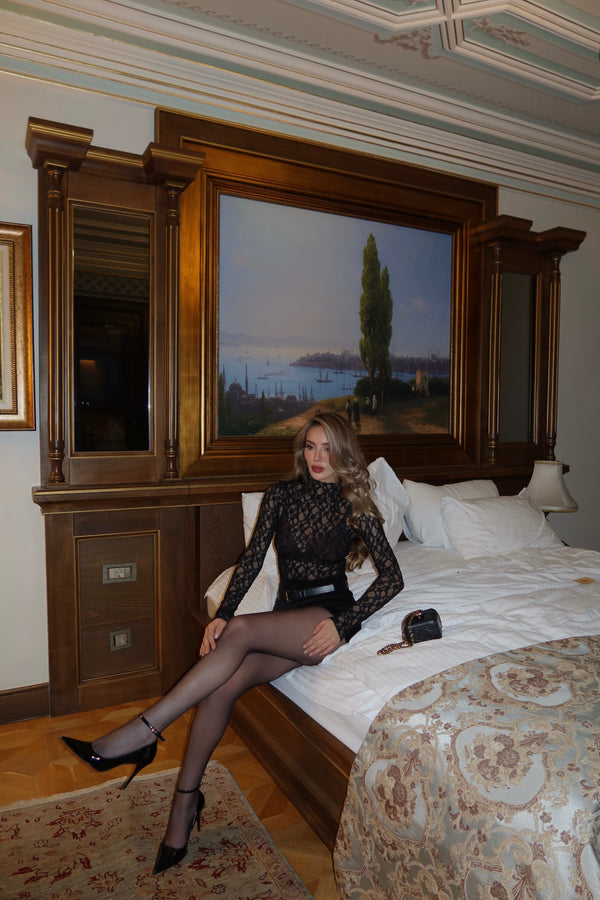 Kahverengi Dantel Bluz - 251090