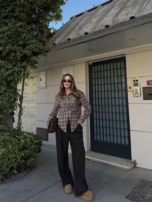 Kahverengi %100 Pamuklu Tasarım Gömlek - 3201