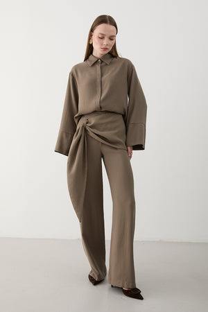 Vizon Beli Detaylı Pantolon Gömlek Takım - 8862