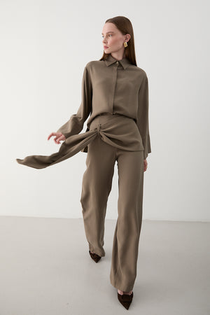 Vizon Beli Detaylı Pantolon Gömlek Takım - 8862