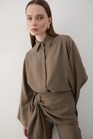 Vizon Beli Detaylı Pantolon Gömlek Takım - 8862