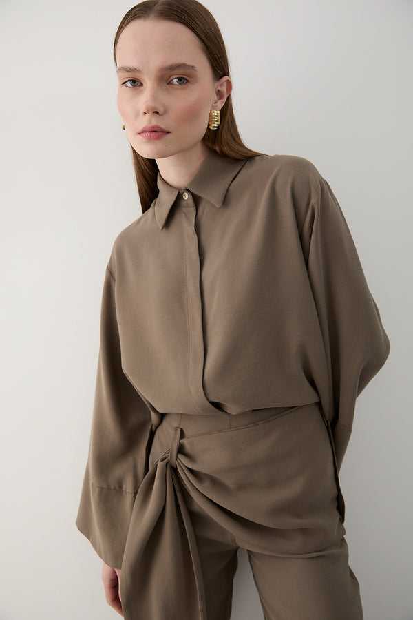 Vizon Beli Detaylı Pantolon Gömlek Takım - 8862