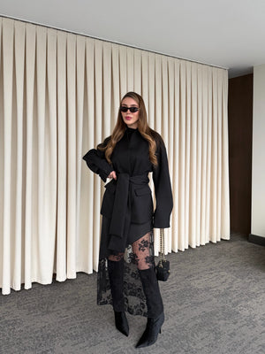 Siyah Bağlamalı Ceket - 512319