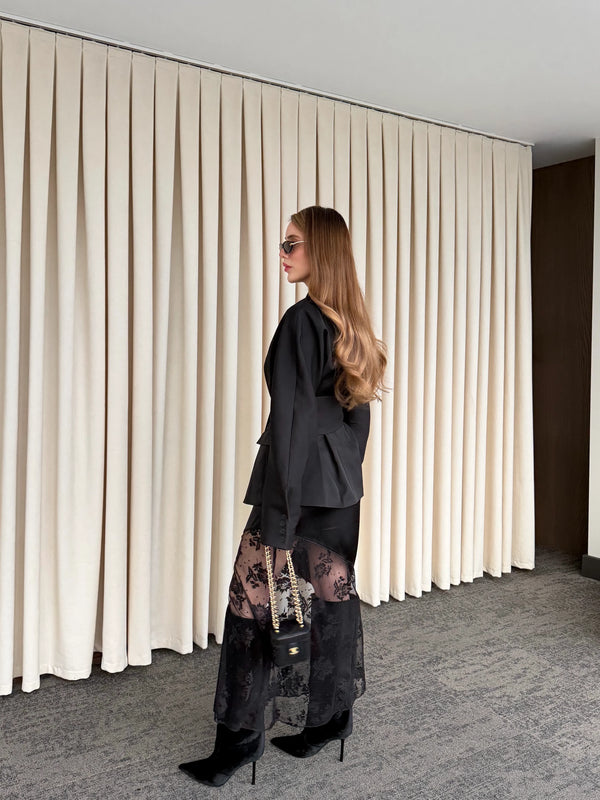 Siyah Bağlamalı Ceket - 512319