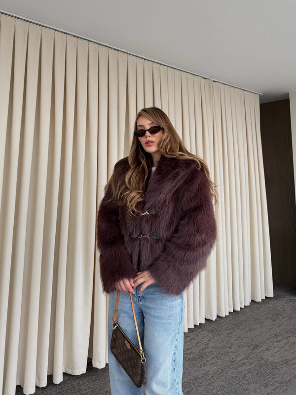 Kahverengi Kürk Mont - 9679