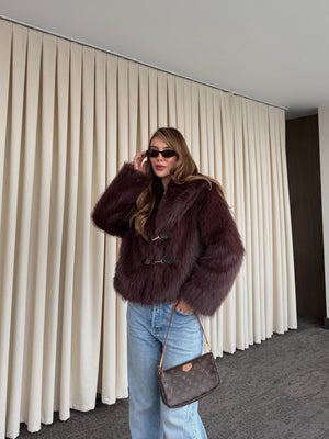 Kahverengi Kürk Mont - 9679