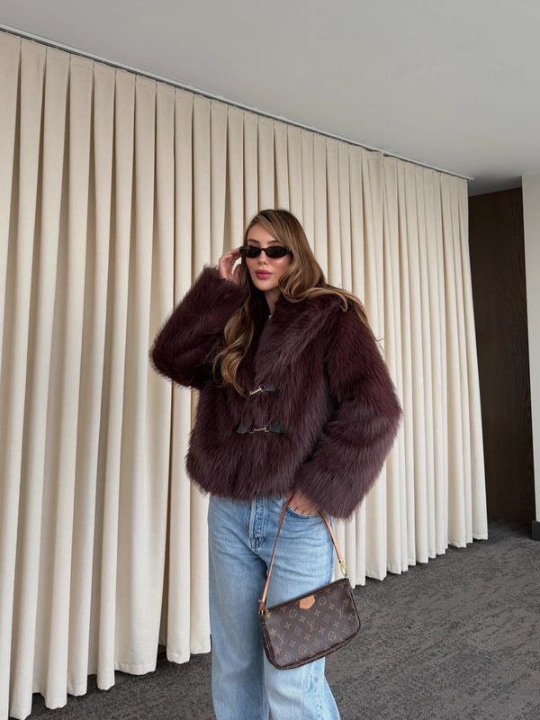 Kahverengi Kürk Mont - 9679