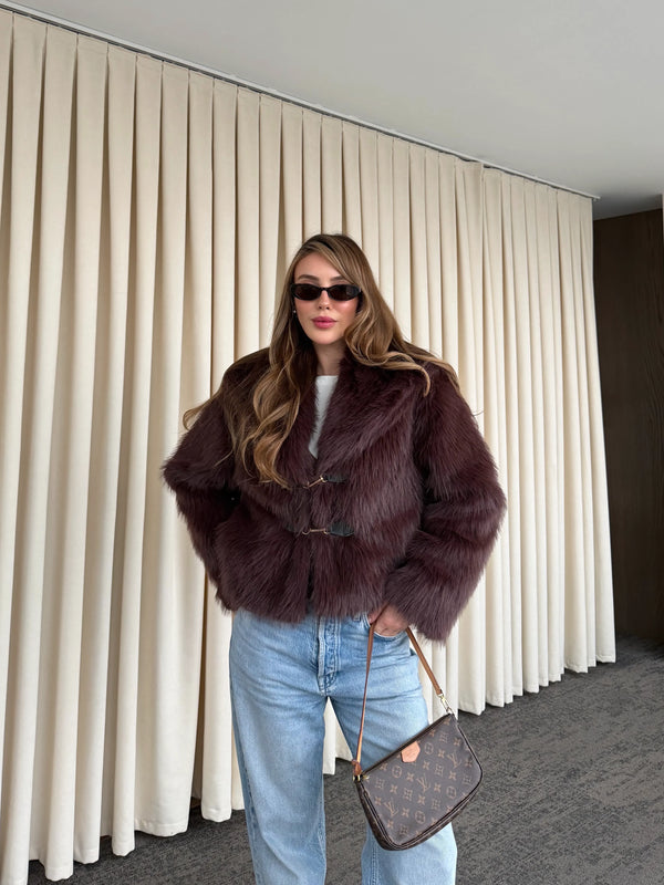 Kahverengi Kürk Mont - 9679