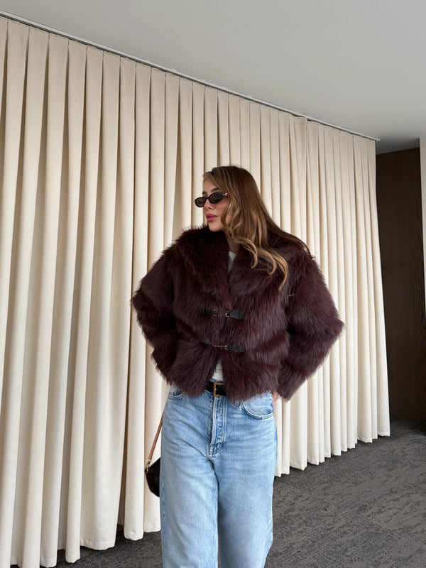 Kahverengi Kürk Mont - 9679