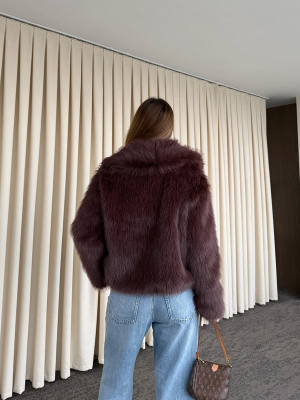 Kahverengi Kürk Mont - 9679