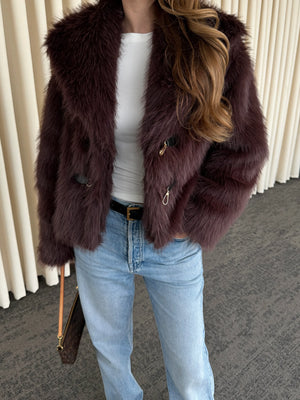 Kahverengi Kürk Mont - 9679