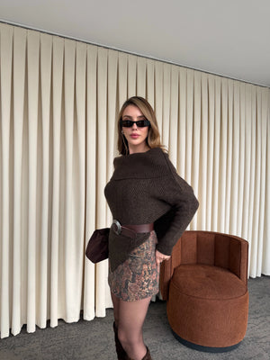 Bordo - Siyah Desenli Etek - 251151