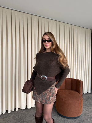 Bordo - Siyah Desenli Etek - 251151