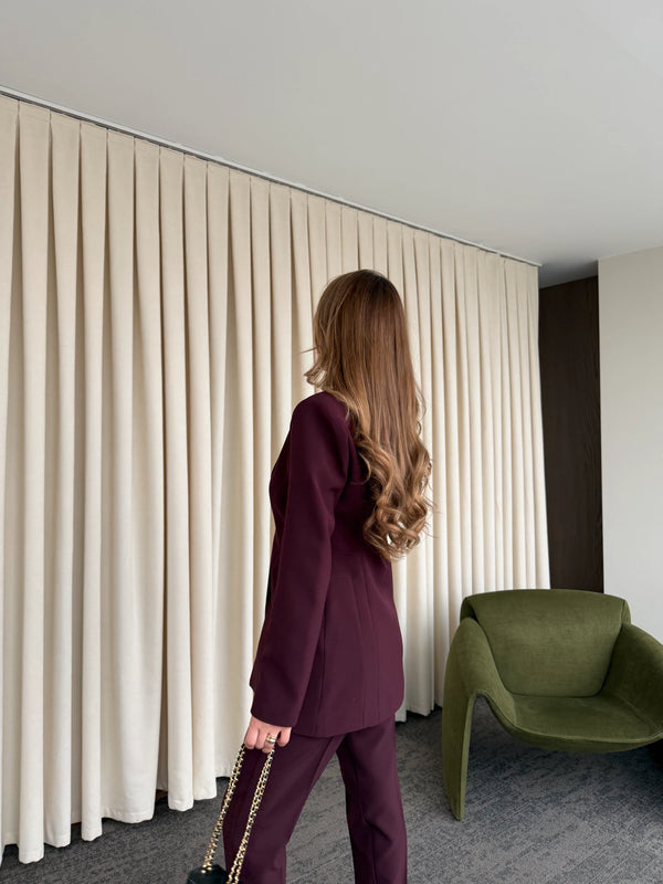 Mürdüm Belden Oturtma Blazer Ceket - 9684