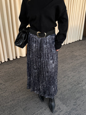 Füme Piliseli Beli Lastikli Kemerli Etek - 3375