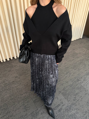 Füme Piliseli Beli Lastikli Kemerli Etek - 3375