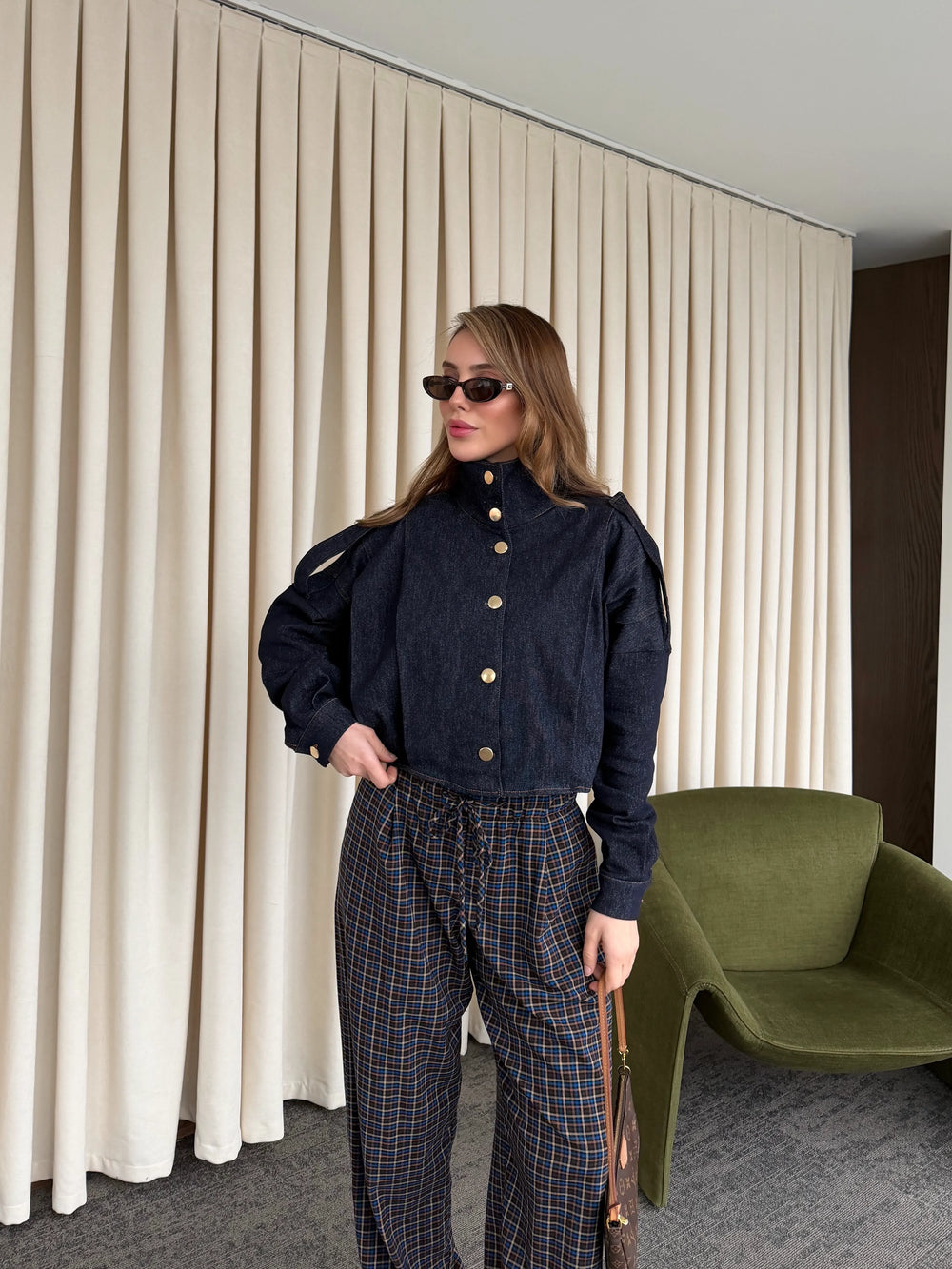 Lacivert Dik Yaka Kot Ceket - 529