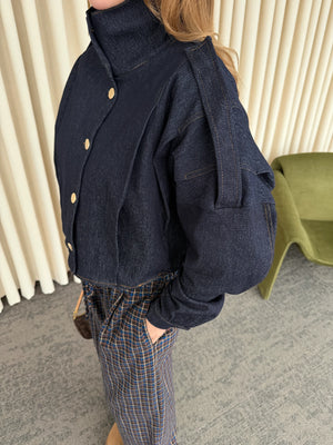 Lacivert Dik Yaka Kot Ceket - 529
