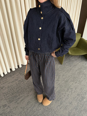 Lacivert Dik Yaka Kot Ceket - 529