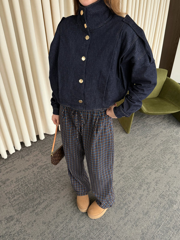 Lacivert Dik Yaka Kot Ceket - 529