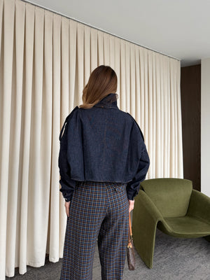 Lacivert Dik Yaka Kot Ceket - 529