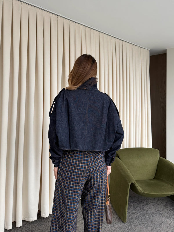 Lacivert Dik Yaka Kot Ceket - 529