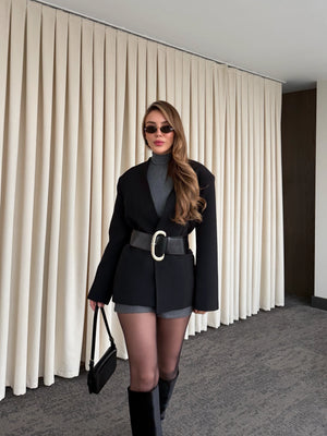 Kemerli Atlas Ceket - 9691