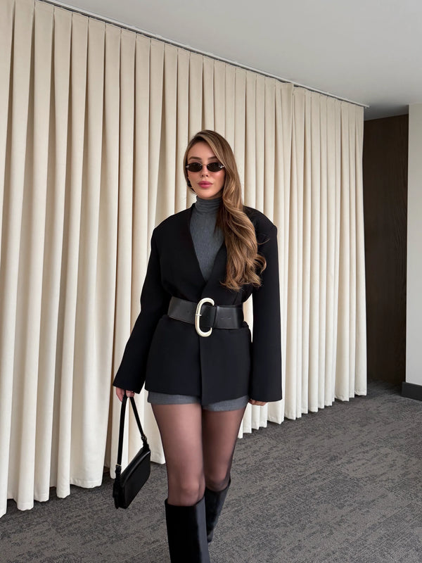 Kemerli Atlas Ceket - 9691