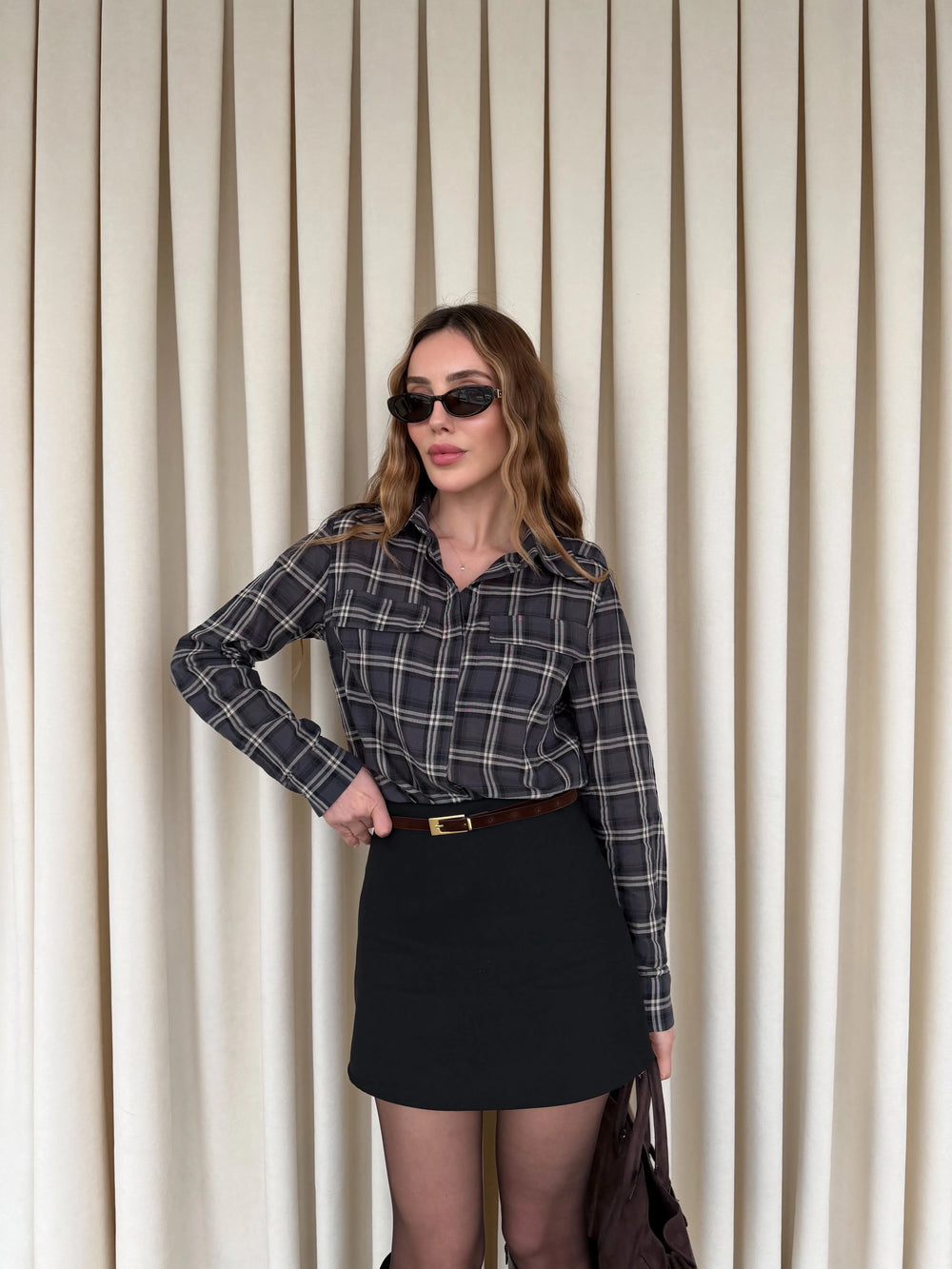 Antrasit Bej Cep Kapaklı Gömlek - 508