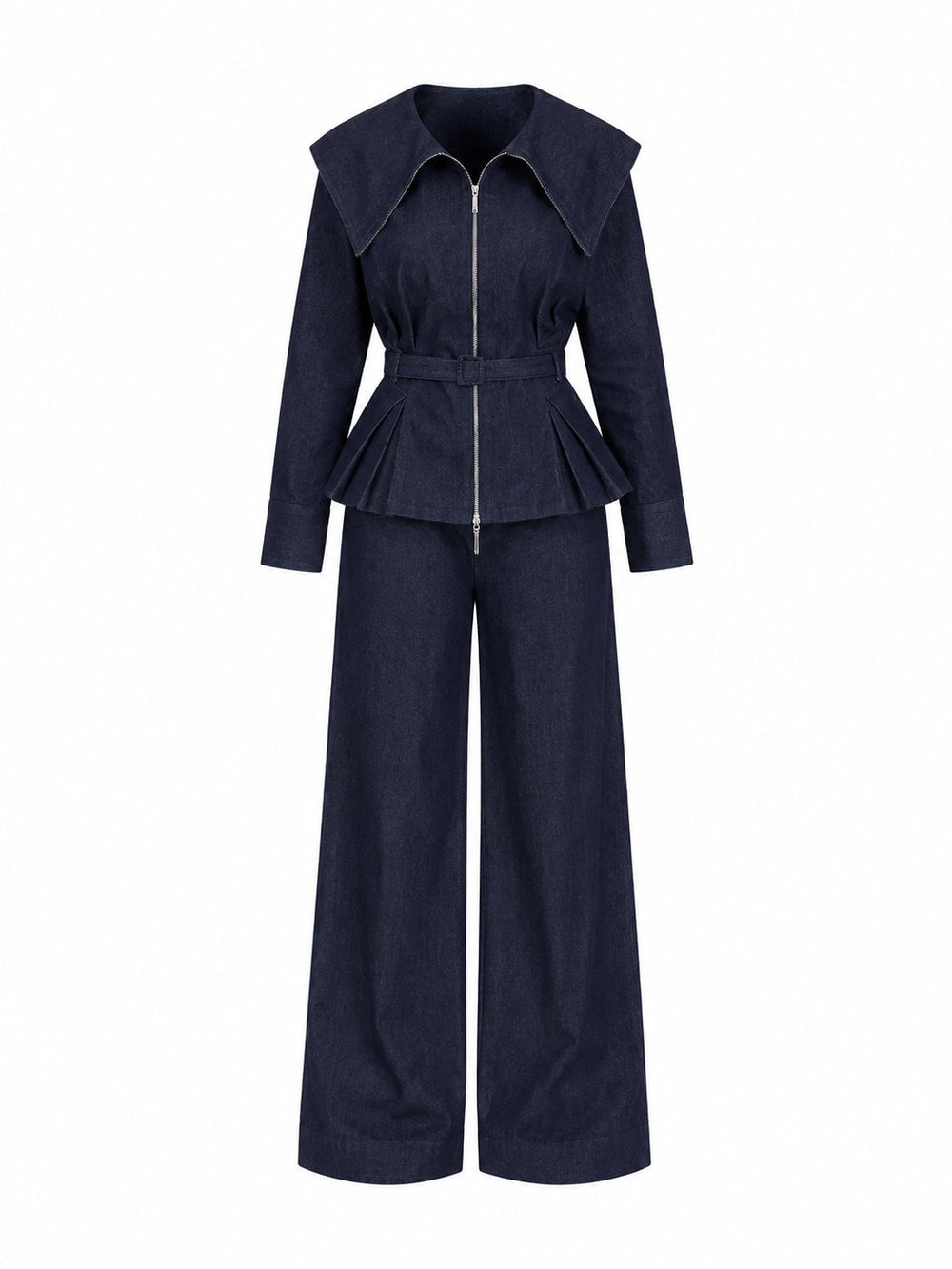 Lacivert Kemerli Denim Takım - TK8002