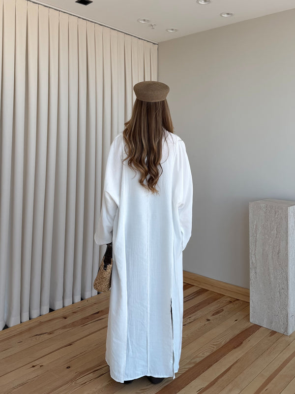 Ekru Yırtmaçlı Uzun Tunik - 8515