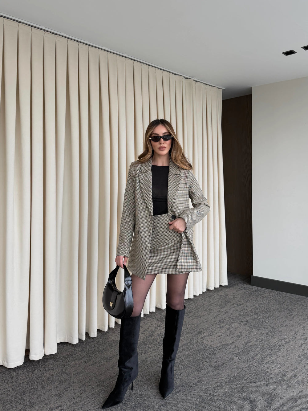 Bej Pötikare Ceket Etek Takım - 4093