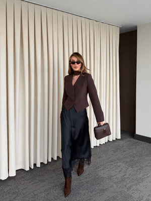 Siyah Saten Etek Ucu Dantelli Etek - 50228