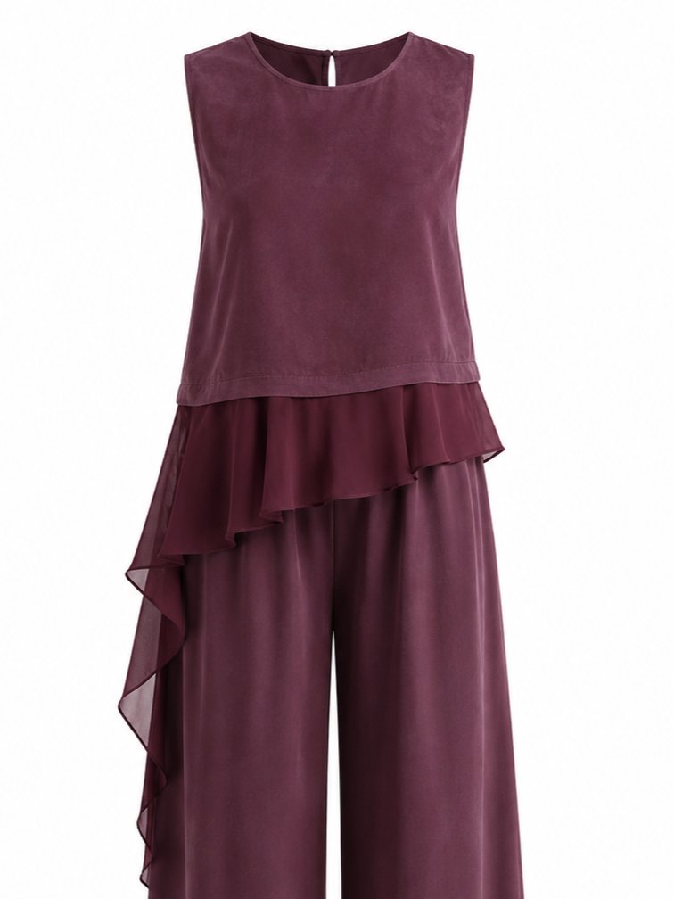 Mürdüm Garnili Bluz Pantolon Takım - 51391