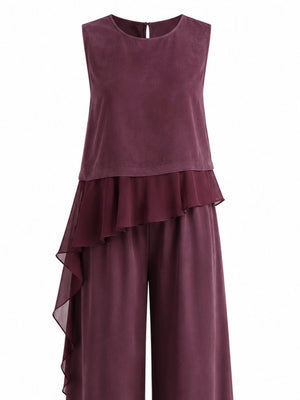 Mürdüm Garnili Bluz Pantolon Takım - 51391