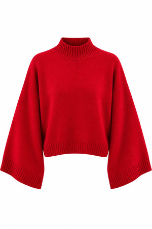 Kırmızı Yarasa Kol Crop Kazak - 24136