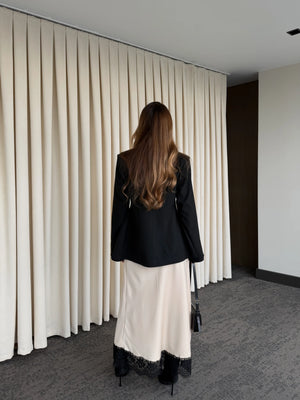 Siyah Kruvaze Tek Düğmeli Ceket - 7011