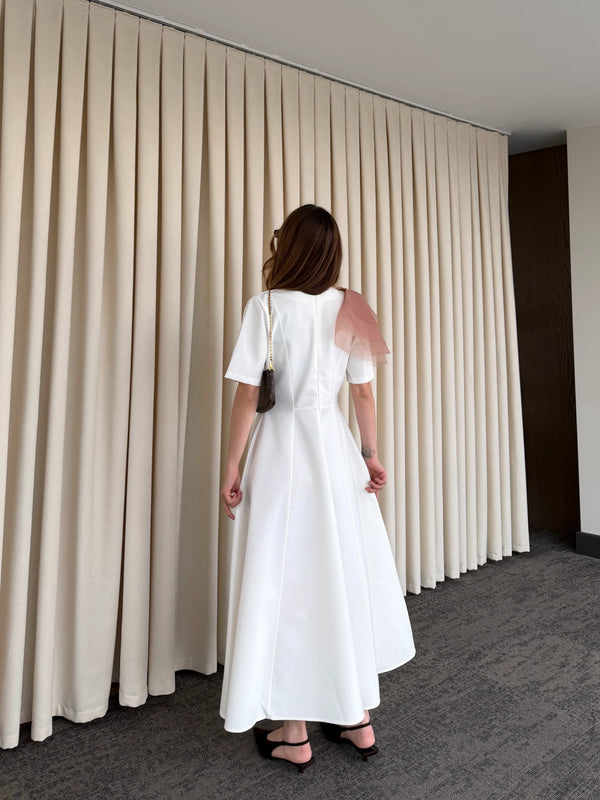 Ekru Seyyar Broşlu Elbise - 3151