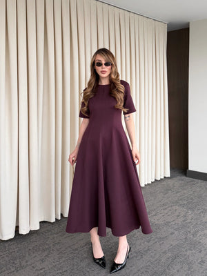 Bordo Godeli Elbise - 05174