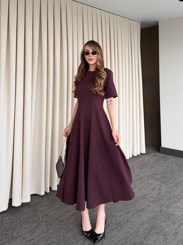 Bordo Godeli Elbise - 05174